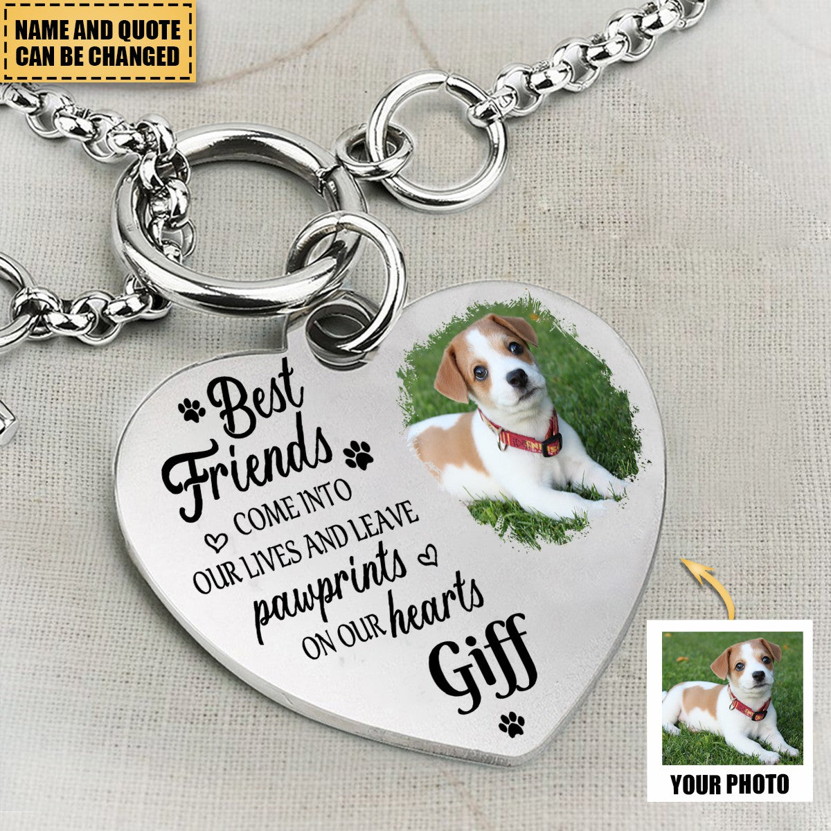 Best Friends Come Into Our Lives And Leave Pawprints On Our Hearts - Personalized Photo Heart Bracelet