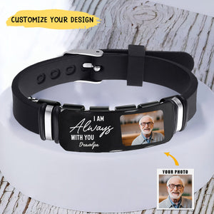 I Am Always With You Memorial Sympathy Gift - Personalized Photo Engraved Bracelet
