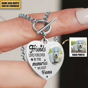 Friends Live Forever In The Memories We Keep - Personalized Photo Heart Bracelet
