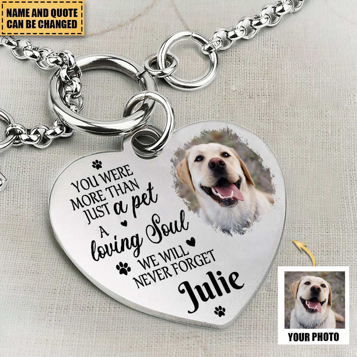 You Were More Than Just A Pet, A Loving Soul We Will Never Forget - Personalized Photo Heart Bracelet