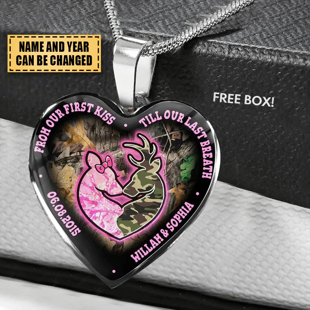 Personalized Till Our Last Breath Camo Heart Couple Necklace