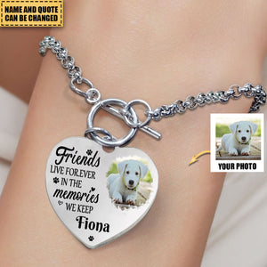 Friends Live Forever In The Memories We Keep - Personalized Photo Heart Bracelet
