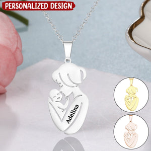 Mother And Baby - Personalized Mother Engraved Mother Baby Necklace