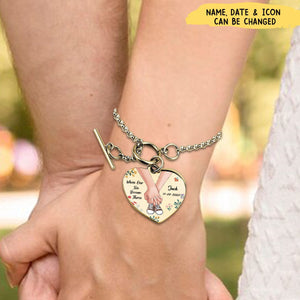 When Our Two Became Three - Personalized Heart Bracelet